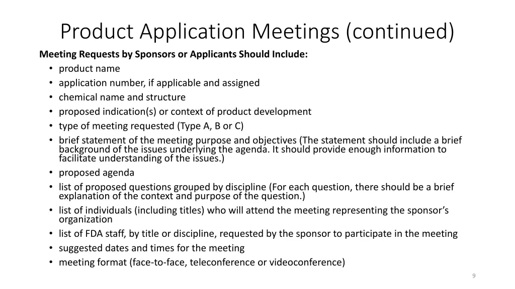 product application meetings continued meeting
