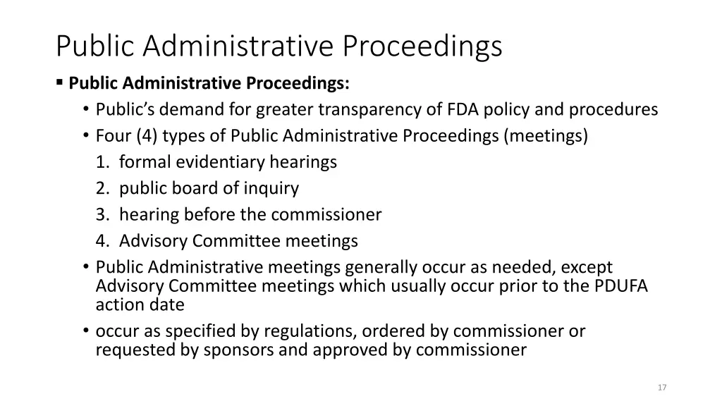 public administrative proceedings public