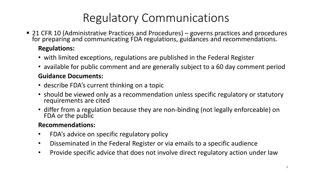 regulatory communications