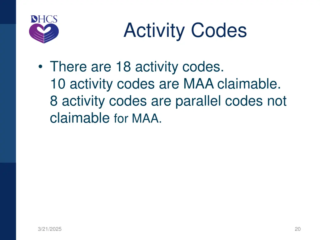 activity codes