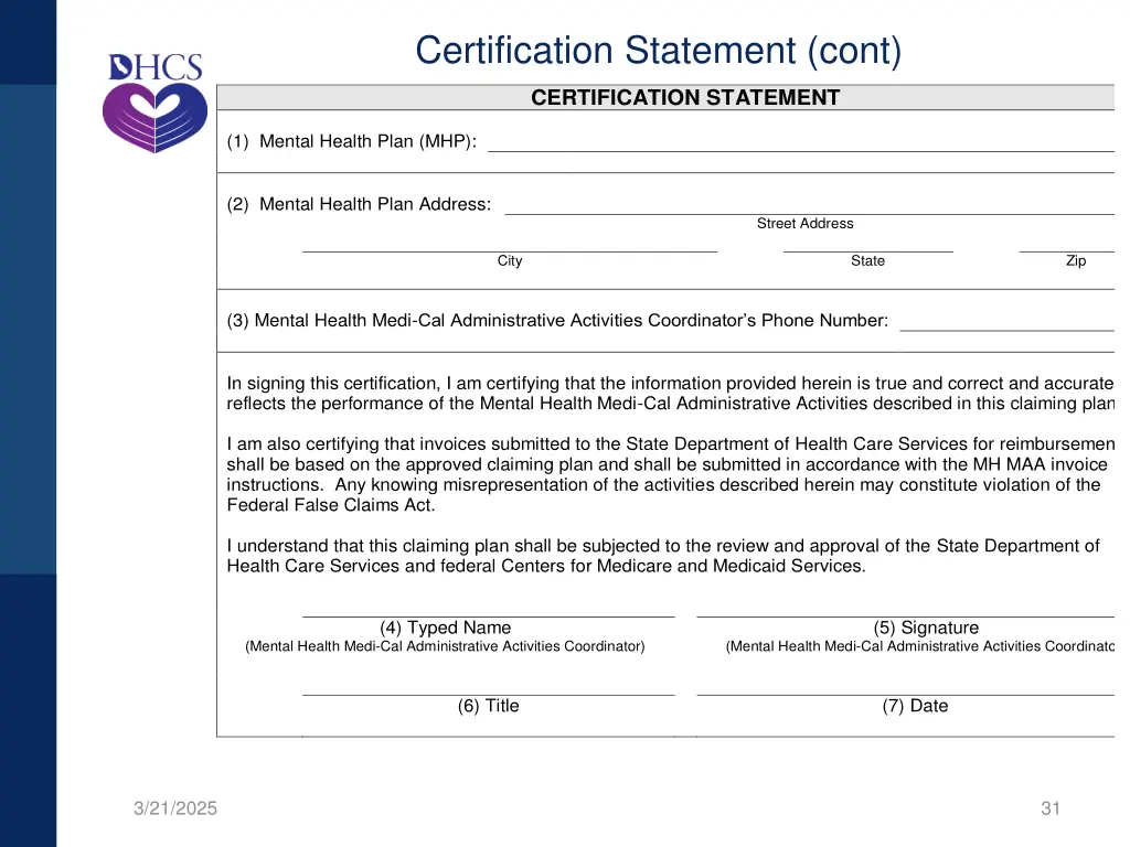 certification statement cont