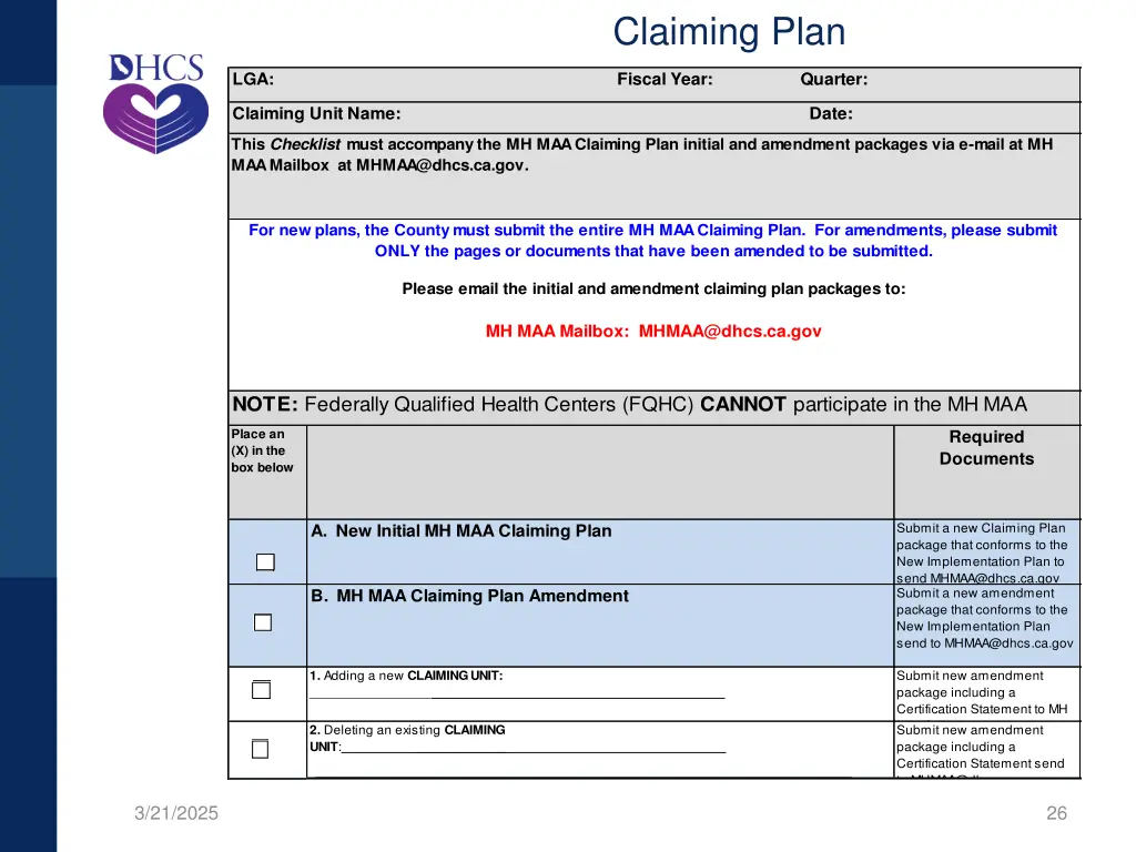 claiming plan