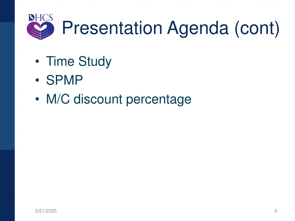presentation agenda cont