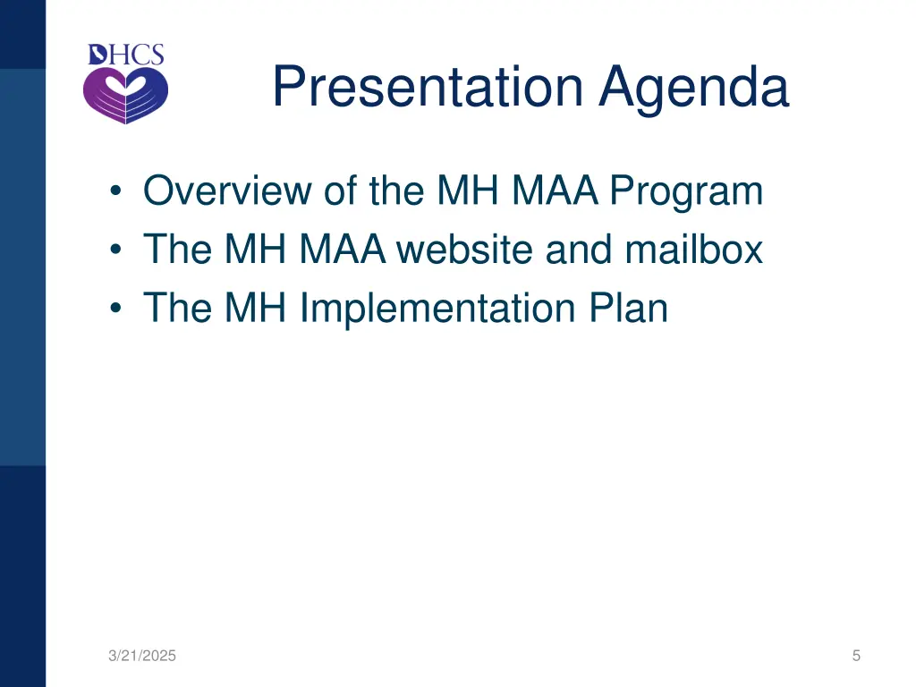 presentation agenda