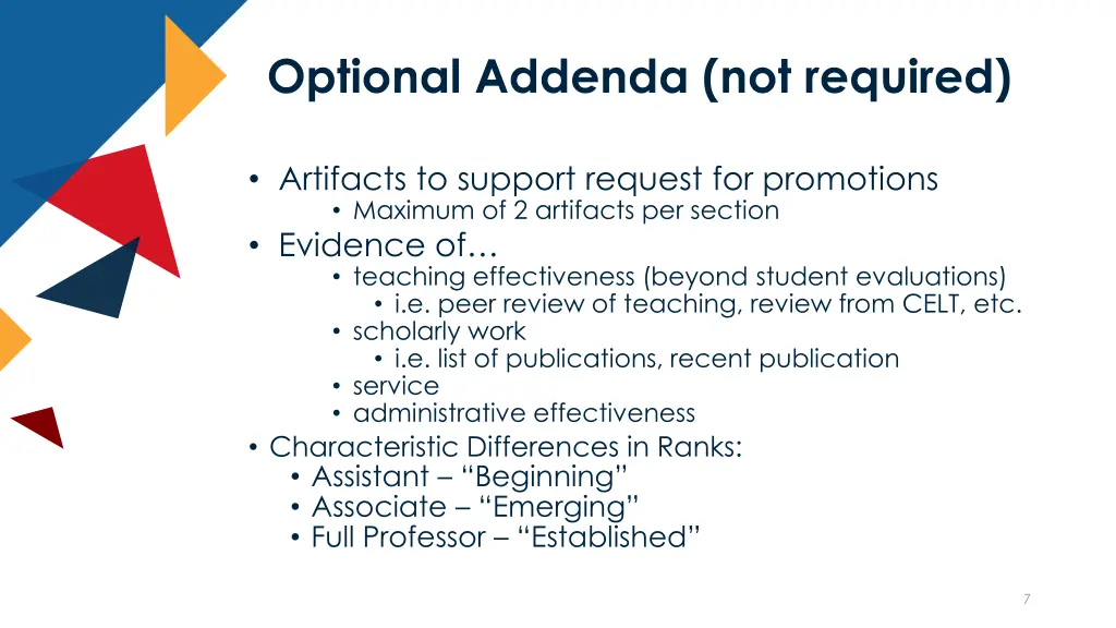 optional addenda not required
