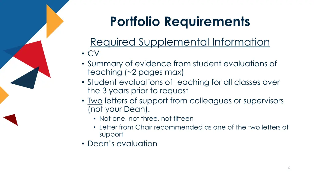 portfolio requirements