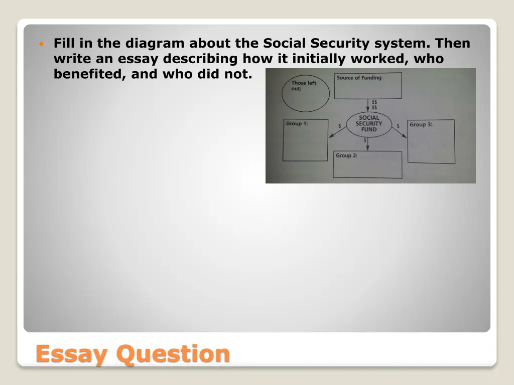 fill in the diagram about the social security