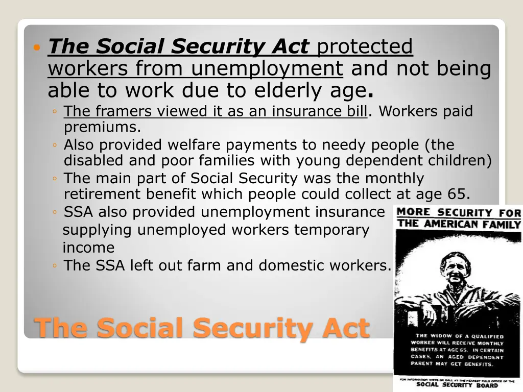 the social security act protected workers from