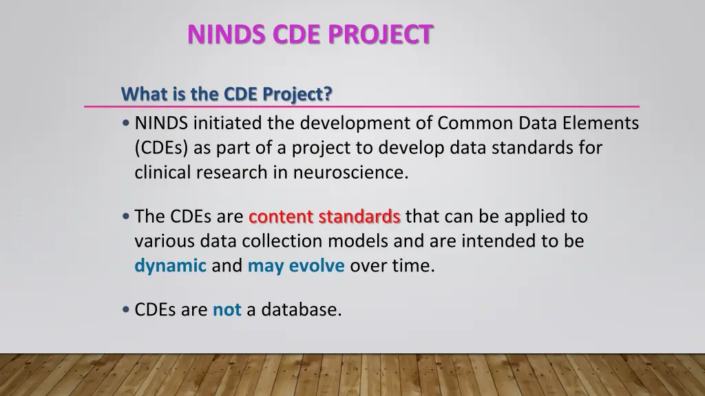 ninds cde project