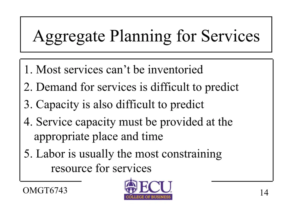 aggregate planning for services
