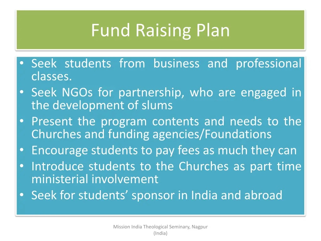 fund raising plan