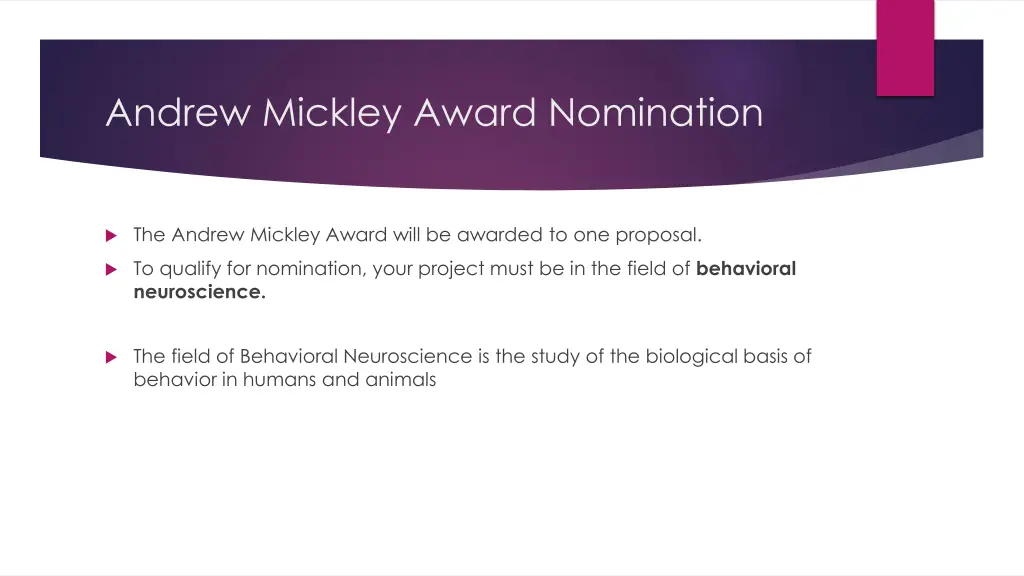 andrew mickley award nomination