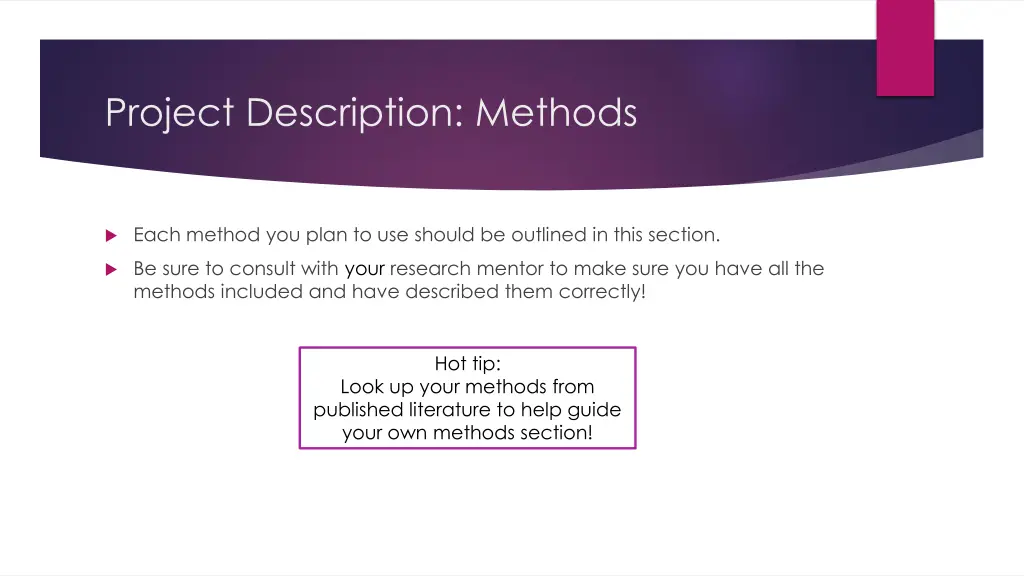 project description methods