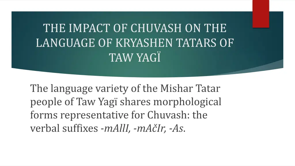 the impact of chuvash on the language of kryashen