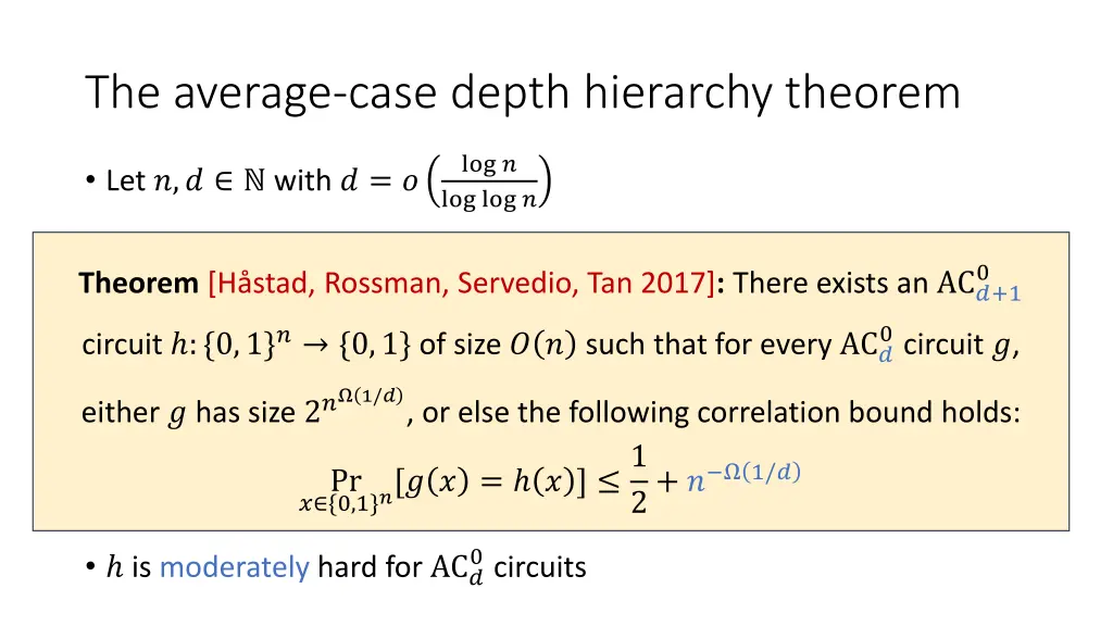 the average case depth hierarchy theorem 1