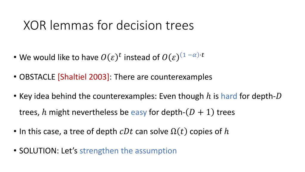 xor lemmas for decision trees 1