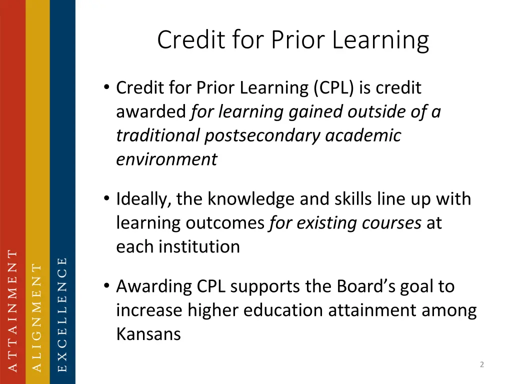 credit for prior learning