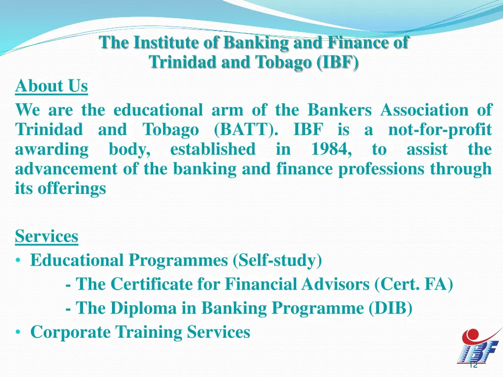 the institute of banking and finance of trinidad