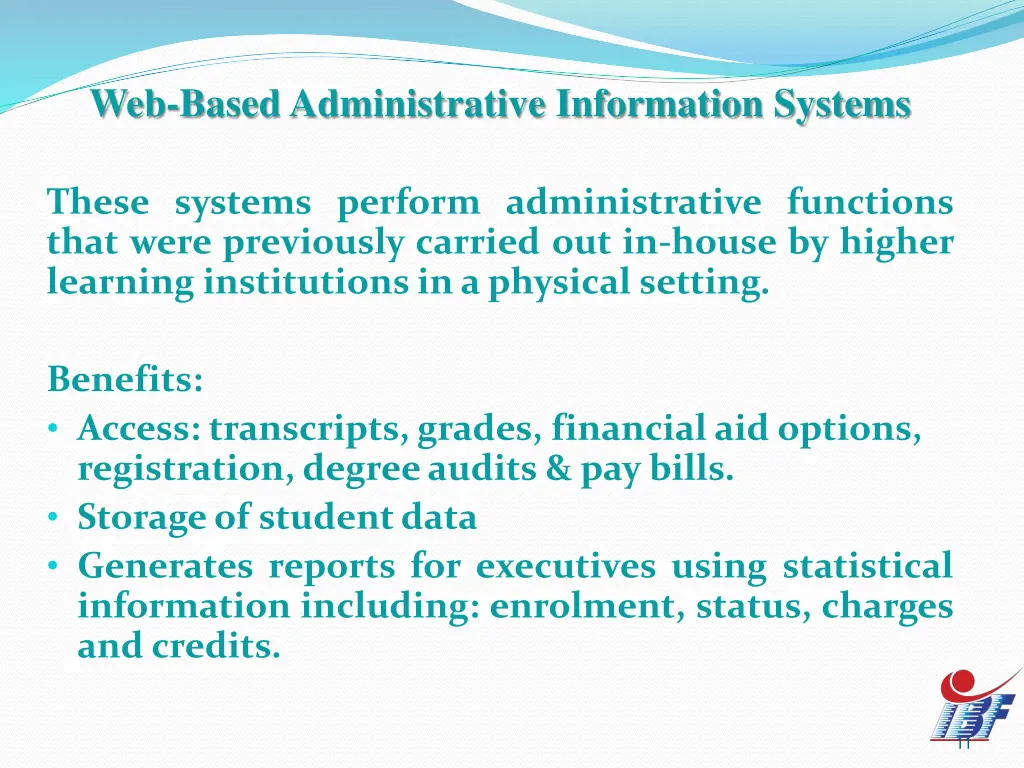 web based administrative information systems