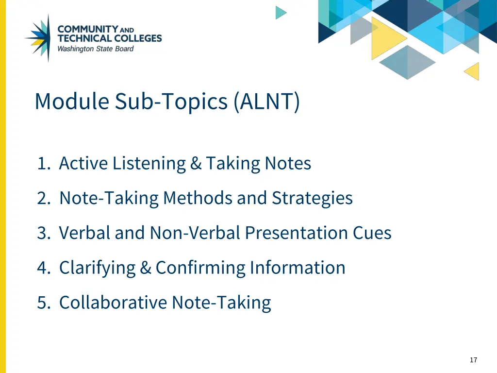 module sub topics alnt