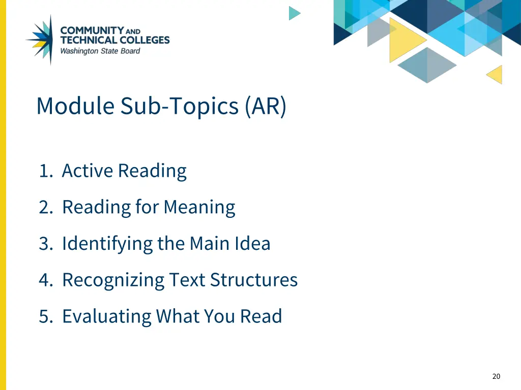 module sub topics ar