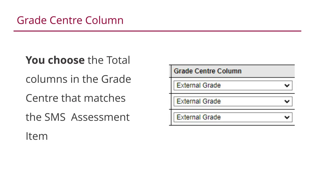 grade centre column