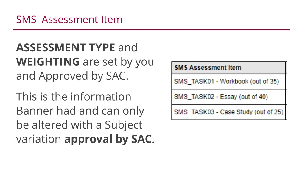 sms assessment item