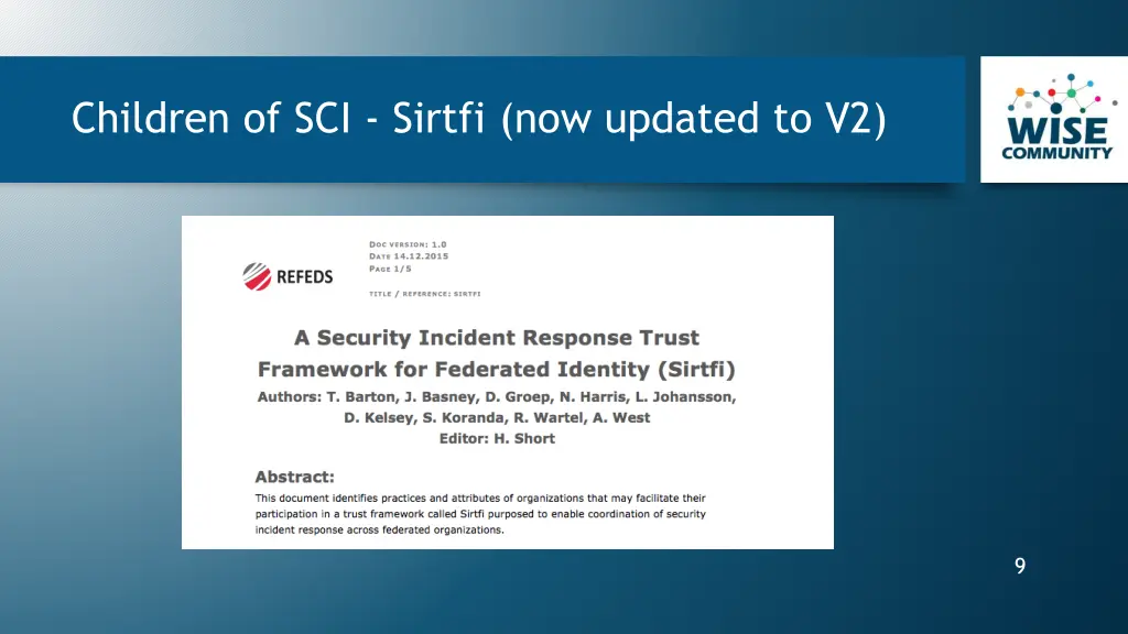children of sci sirtfi now updated to v2