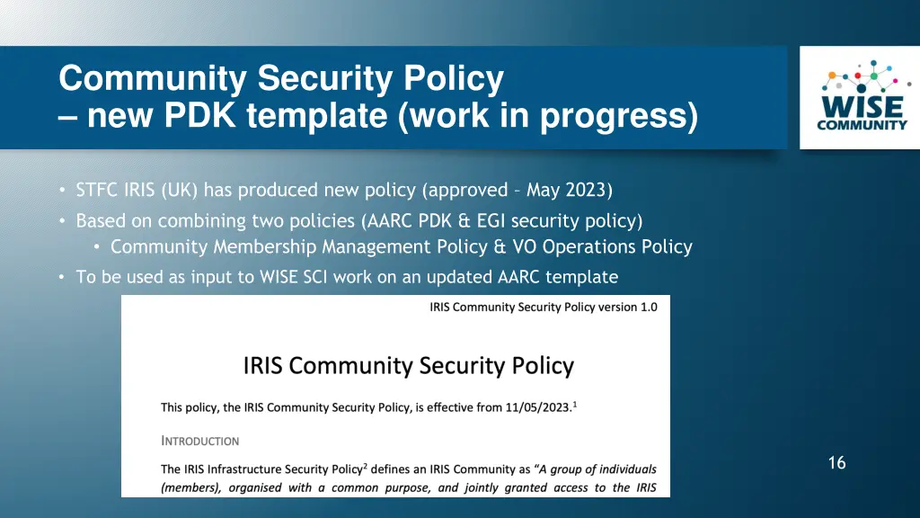 community security policy new pdk template work