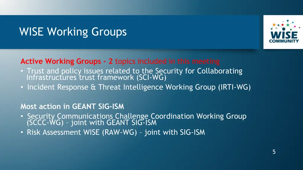 wise working groups