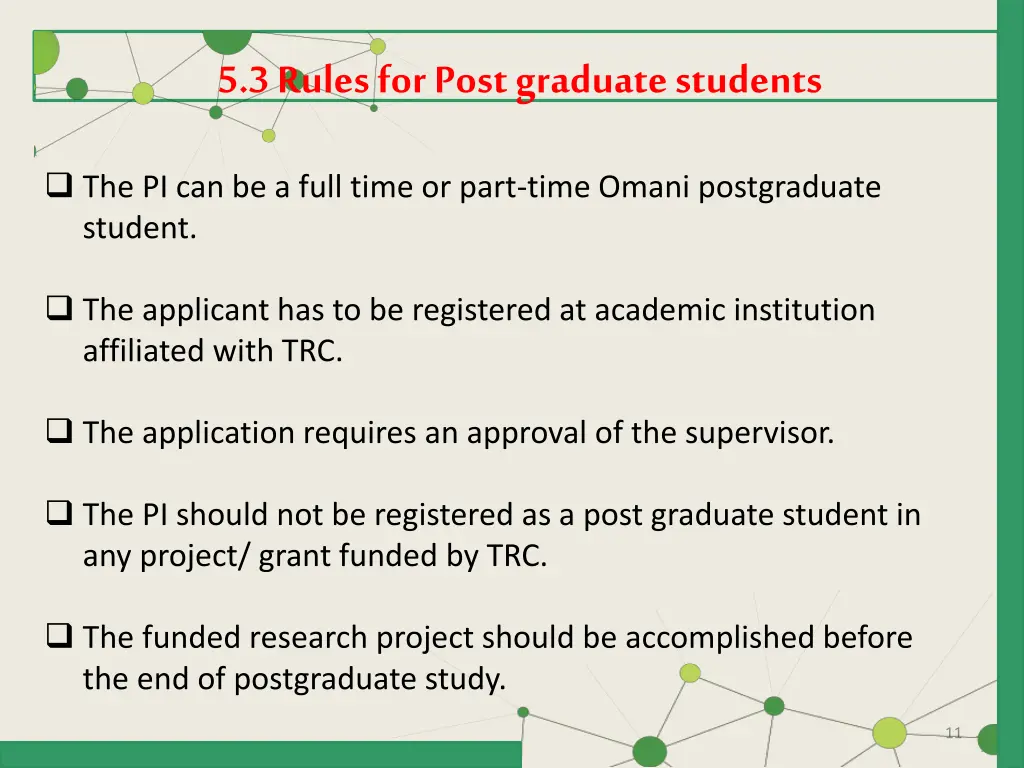 5 3 rules for post graduate students