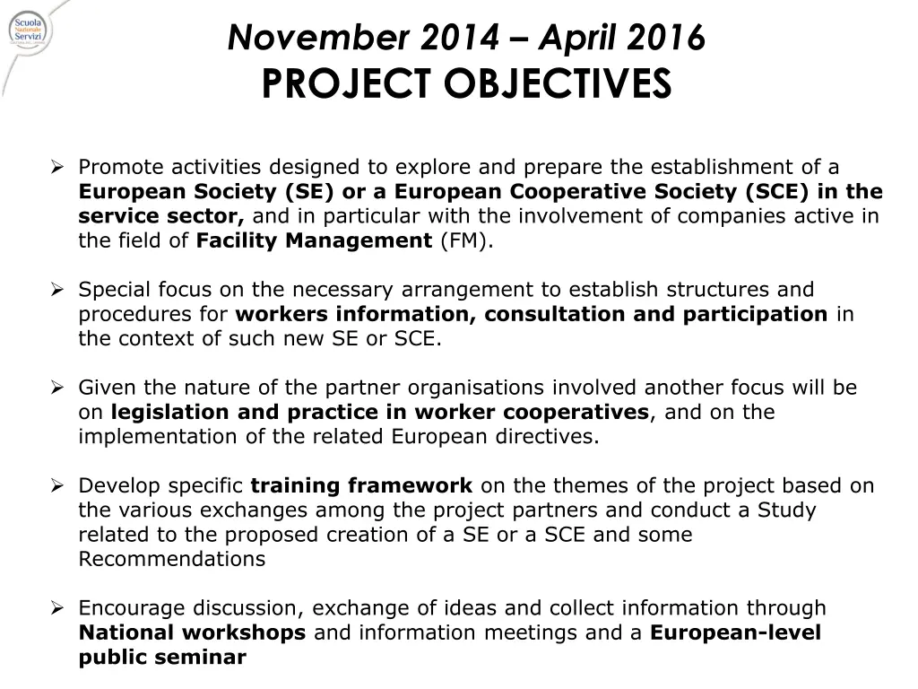 november 2014 april 2016 project objectives