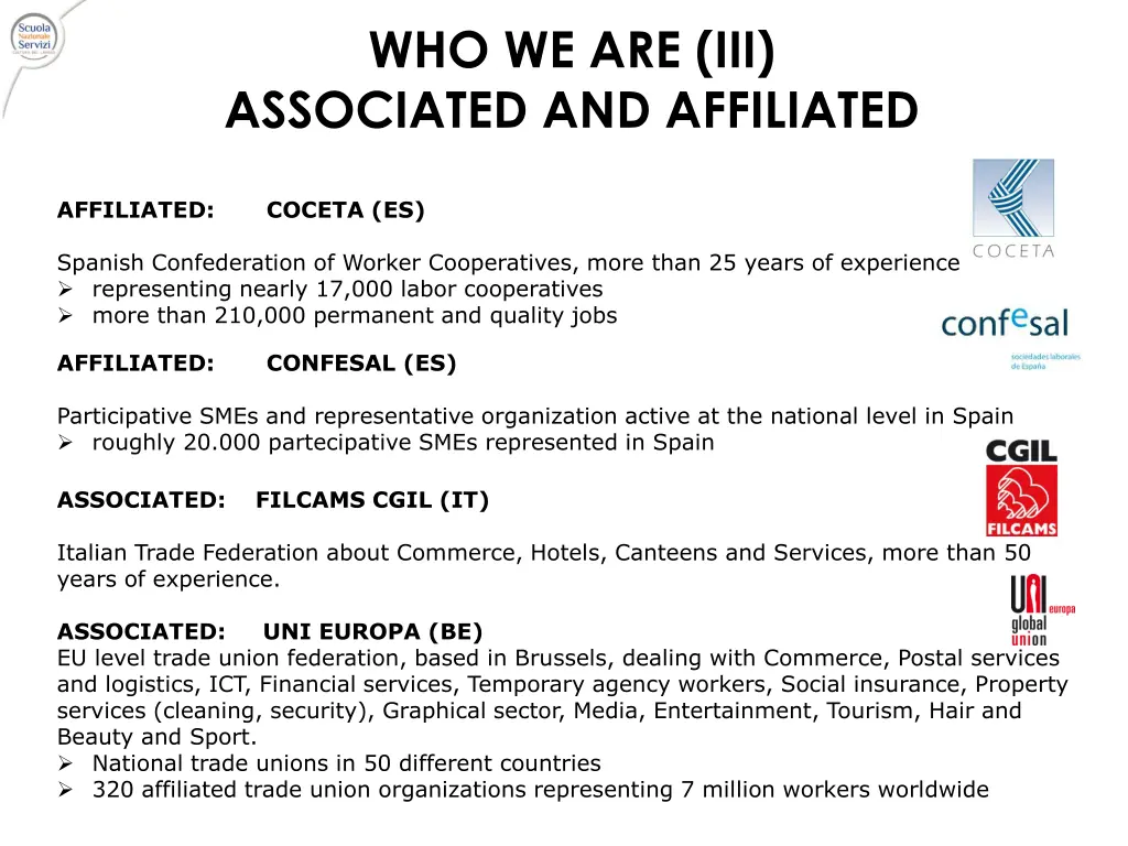 who we are iii associated and affiliated