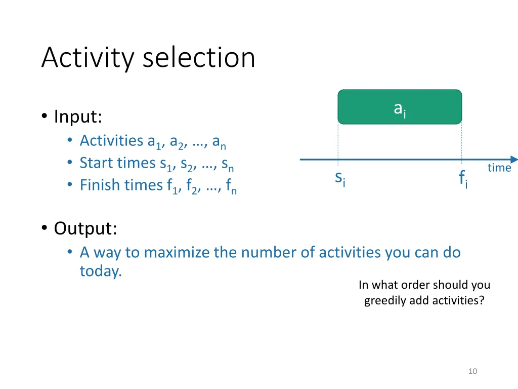 activity selection