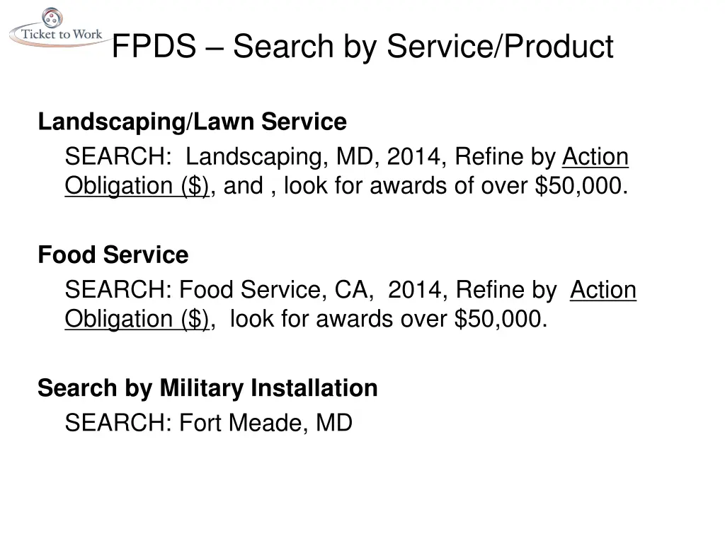 fpds search by service product