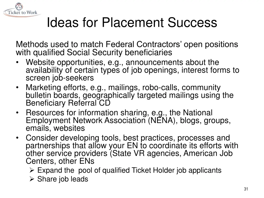 ideas for placement success
