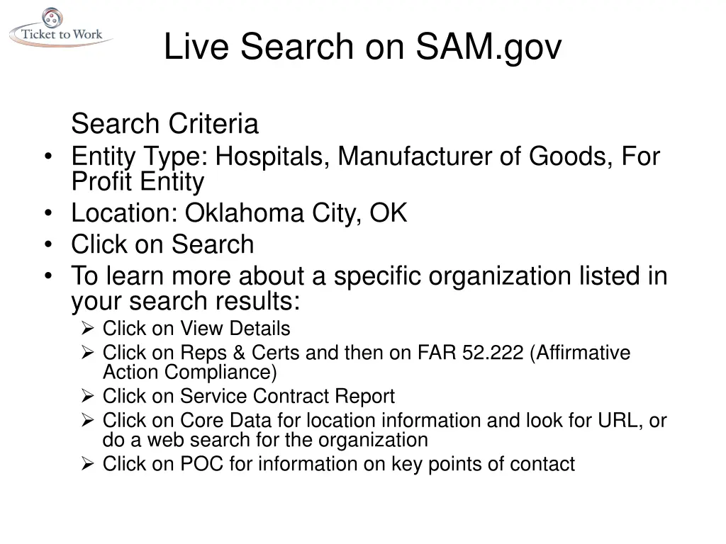 live search on sam gov