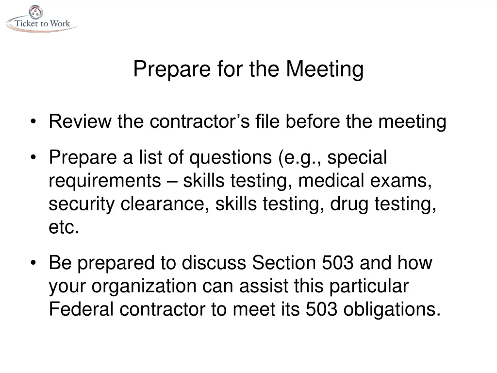 prepare for the meeting