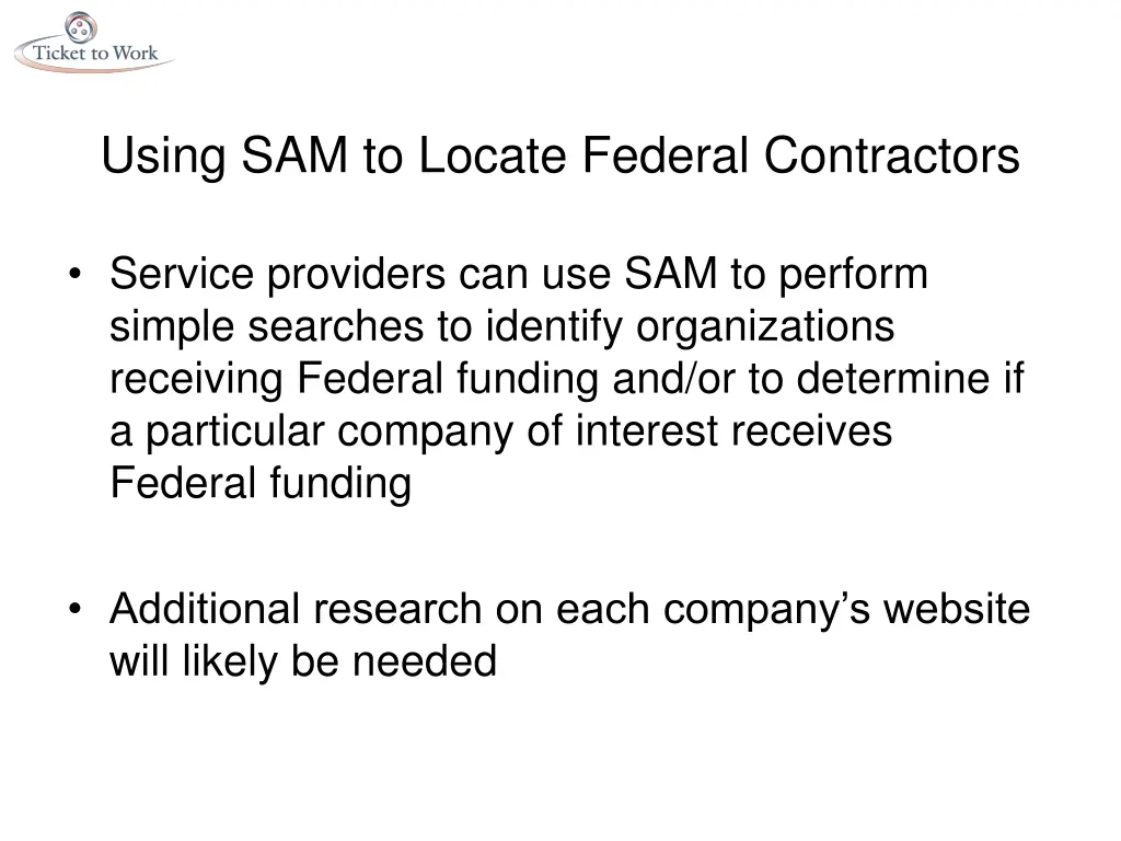 using sam to locate federal contractors