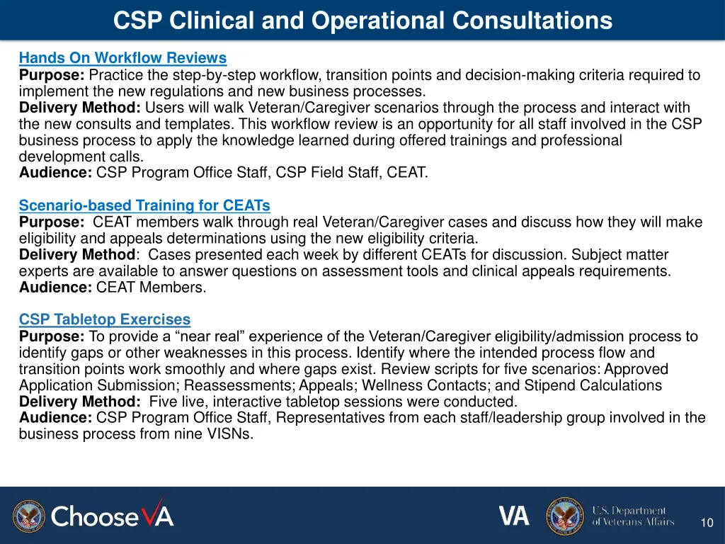 csp clinical and operational consultations