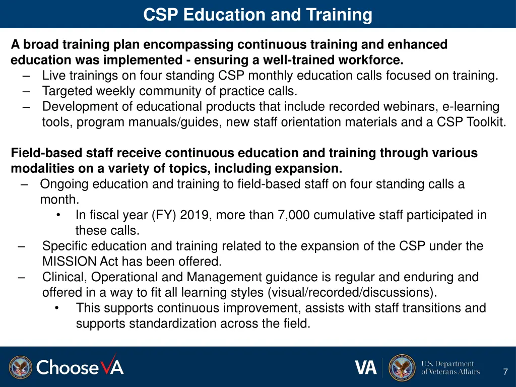 csp education and training