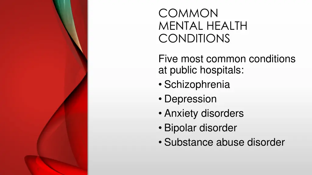 common mental health conditions