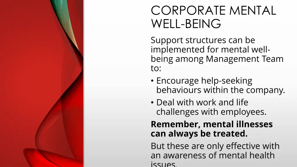 corporate mental well being support structures
