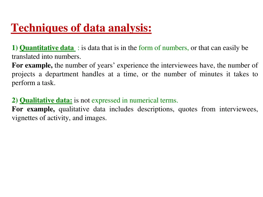 techniques of data analysis