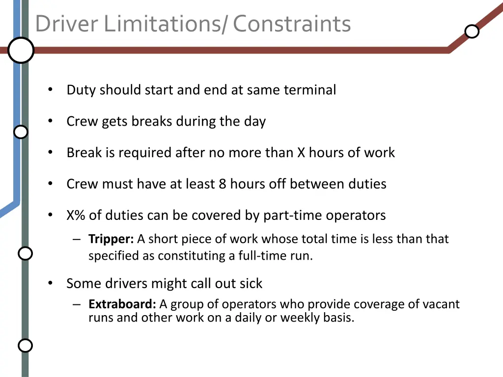 driver limitations constraints