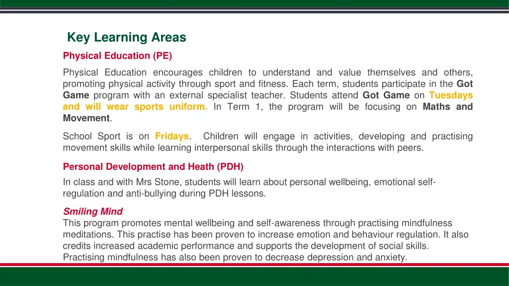 key learning areas 2