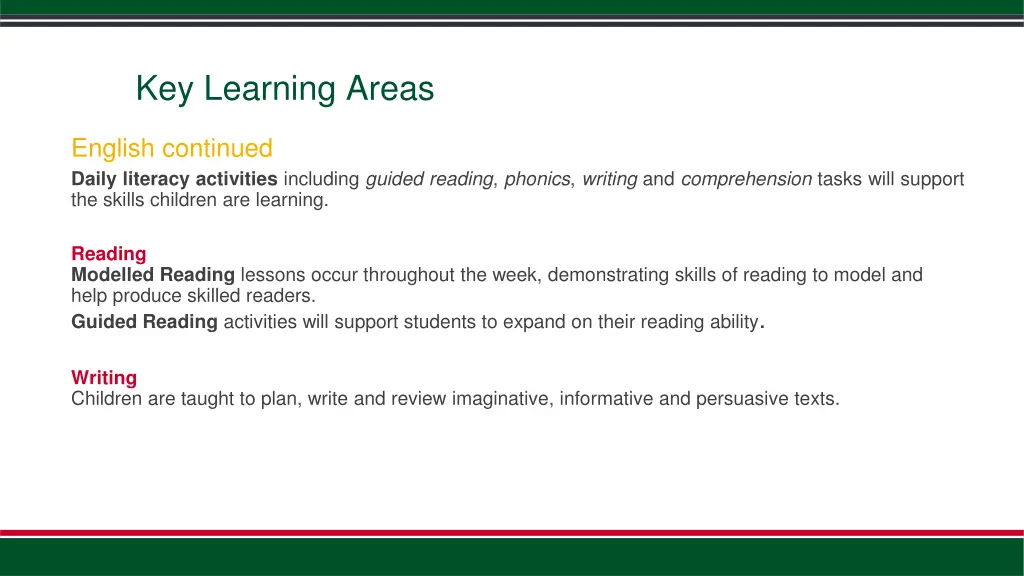 key learning areas