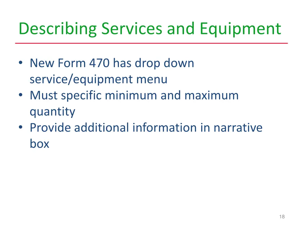 describing services and equipment