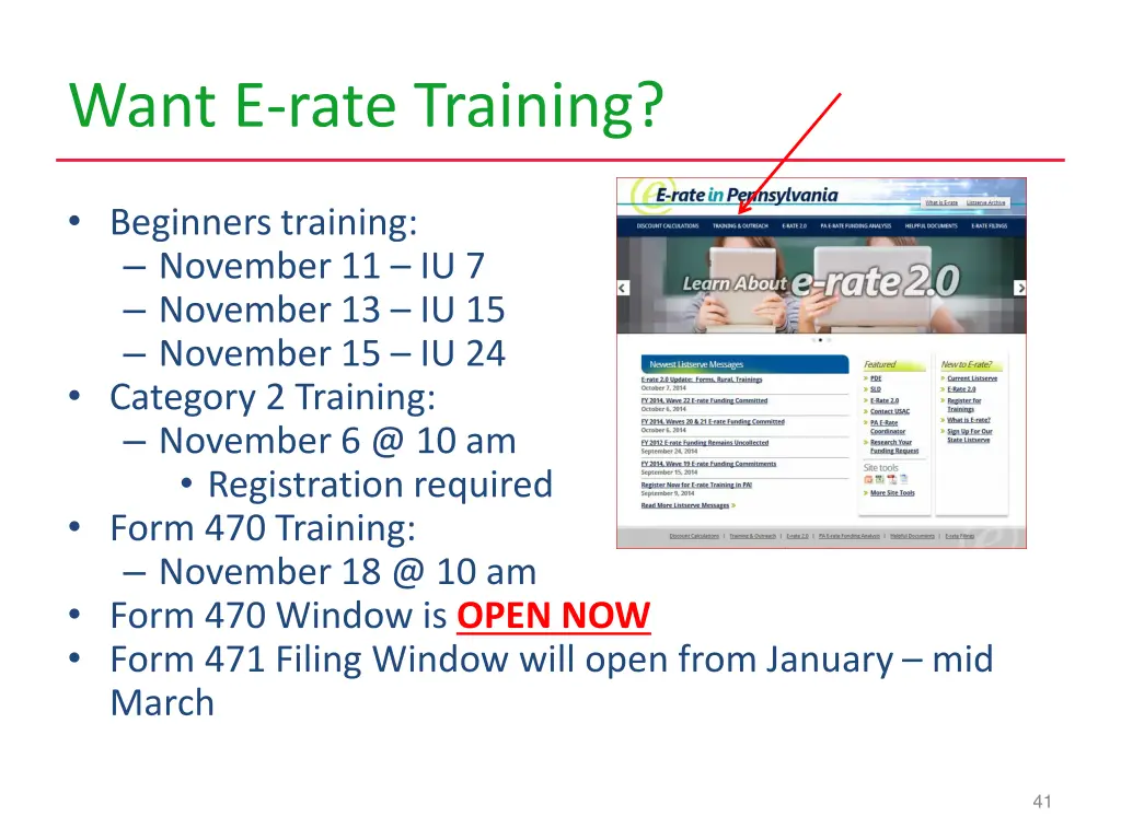 want e rate training