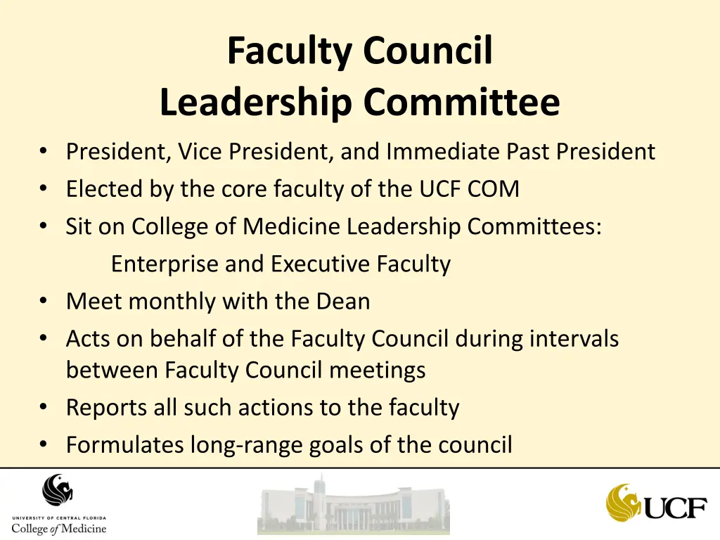 faculty council leadership committee president